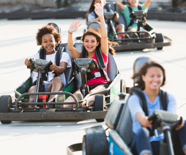 family in go karts